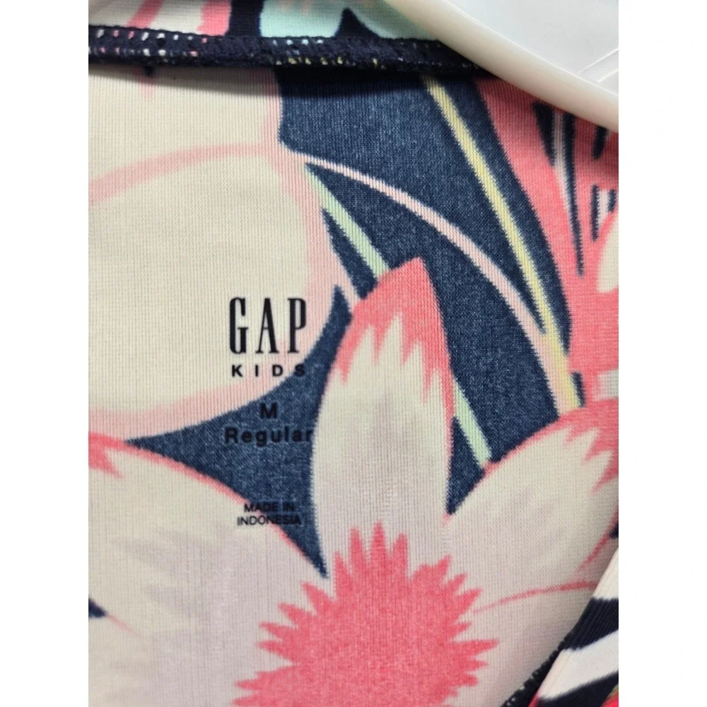 Gap Kids Girls Rash Guard Swim Top Long Sleeve Tropical Floral Multicolor Medium